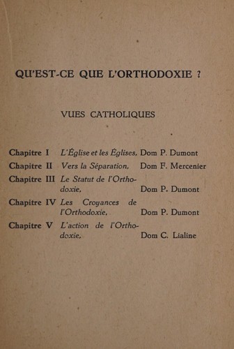 Cover for Qu'est-ce que l'Orthodoxie?