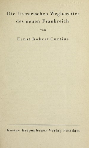 Cover for Die literarischen Wegbereiter des neuen Frankreich