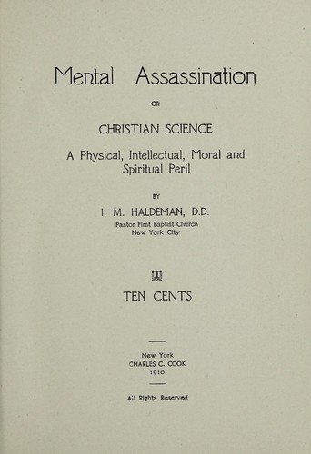 Cover for Mental assassination, or, Christian Science