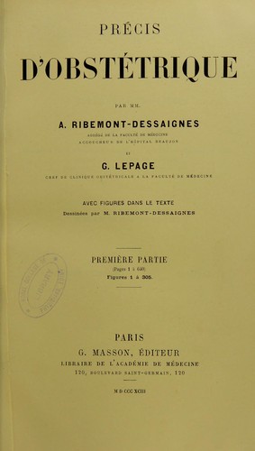 Cover for Pr©♭cis d'obst©♭trique. Ptie. 1