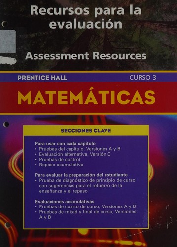 Cover for Recursos Para La Evaluacion - Assessment Resources (Matematicas - Mathematics, Curso 3 - Course 3)
