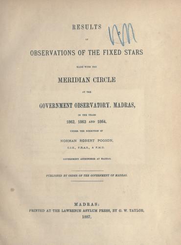 Cover for Meridian circle observations.