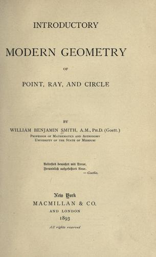 Cover for Introductory modern geometry of point, ray, and circle