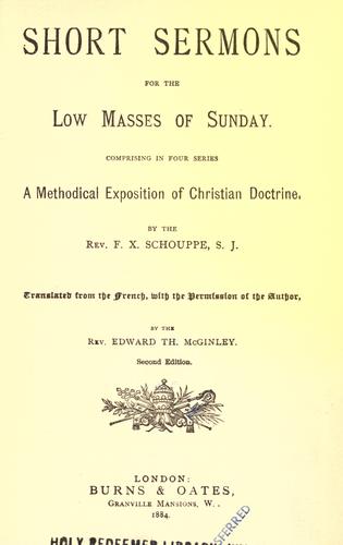 Cover for Short sermons for the low masses of Sunday, compromising in four series