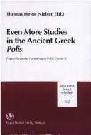 Cover for Even more studies in the ancient Greek polis