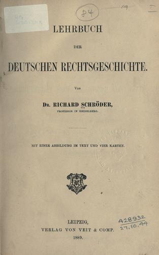 Cover for Lehrbuch der deutschen Rechtsgeschichte.