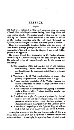 Cover for The Geology of the Small Isles of Inverness-shire: (sheet 60, Scotland.)