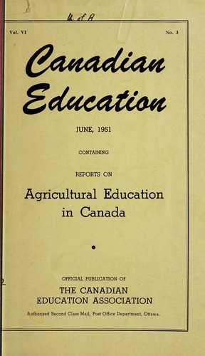 Cover for Reports on agricultural education in Canada