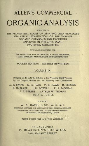 Cover for Allen's commercial organic analysis