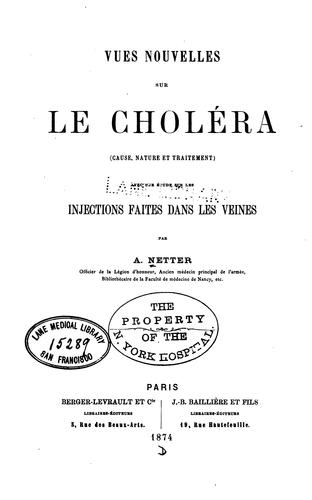 Cover for Vues nouvelles sur le choléra