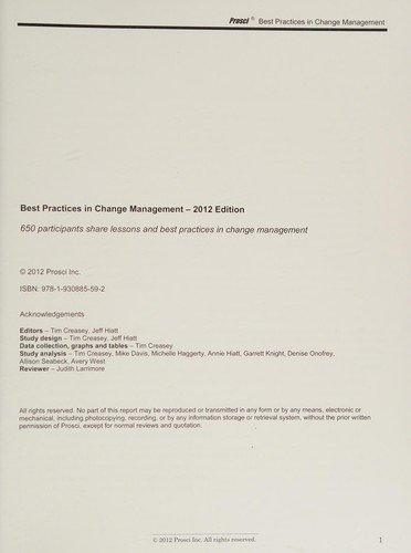 Cover for Best practices in change management