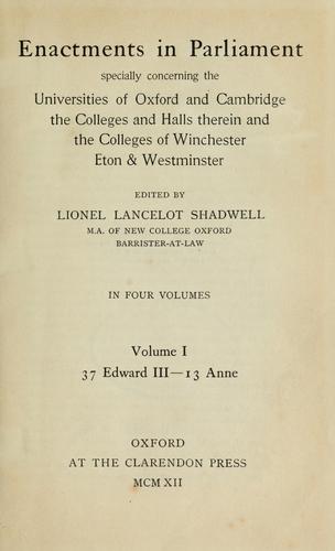 Cover for Enactments in Parliament