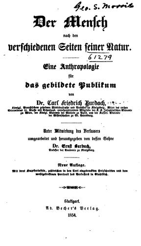 Cover for Der Mensch nach den verschiedenen Seiten seiner Natur