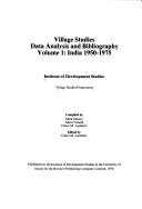 Cover for Village studies data analysis and bibliography
