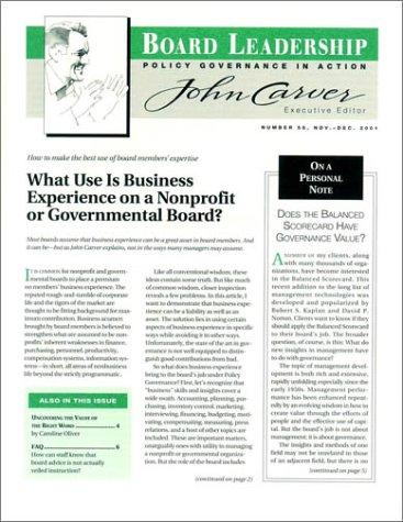 Cover for Board Leadership, No. 58, 2001 (J-B BL Single Issue                                                        Board Leadership Journal)