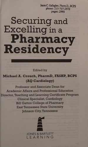 Cover for Securing and excelling in a pharmacy residency