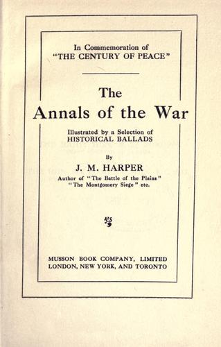 Cover for The annals of the war