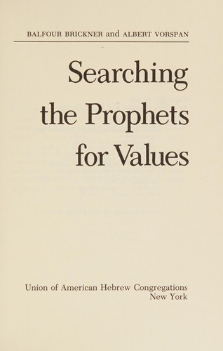 Cover for Searching the prophets for values