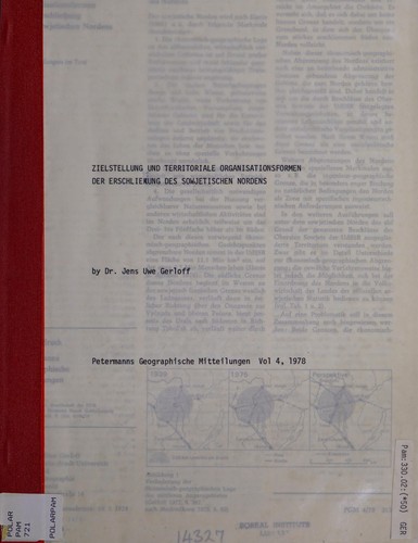 Cover for Zielstellung und territoriale organisationsformen der Erschliessung des sowjetischen Nordens