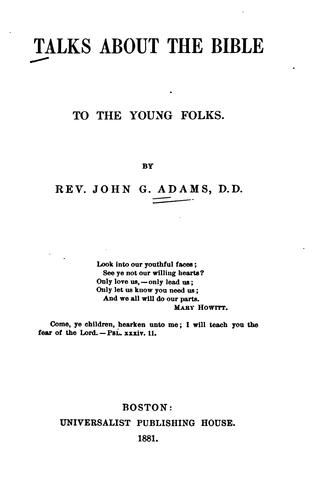 Cover for Talks about the Bible to the Young Folks