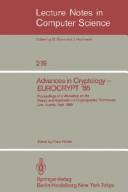 Cover for Advances in Cryptology--Eurocrypt '85