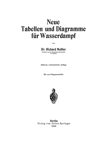 Cover for Neue Tabellen und Diagramme für Wasserdampf