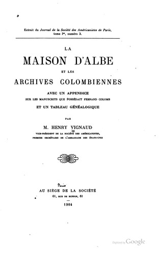 Cover for La maison d'Albe et les archives Colombiennes