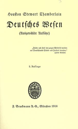 Cover for Deutsches Wesen, ausgew©·ahlte Aufs©·at