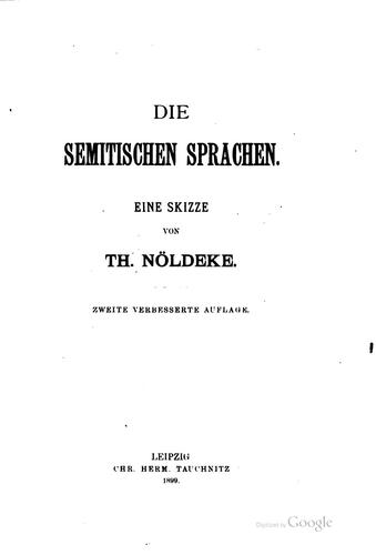 Cover for Die semitischen Sprachen: Eine Skizze