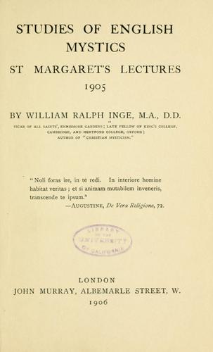 Cover for Studies of English mystics