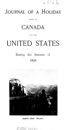 Cover for Journal of a holiday spent in Canada and the United States during the autumn of 1898