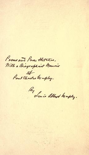 Cover for Poems and prose sketches
