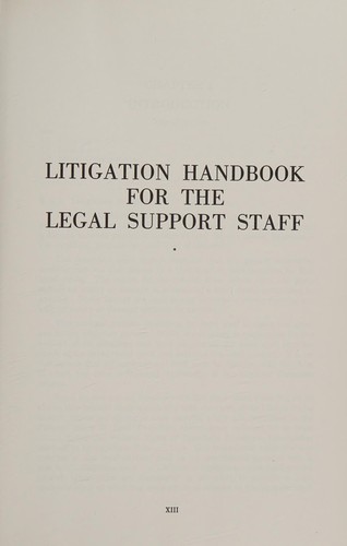 Cover for Litigation handbook for the lawyer's assistant