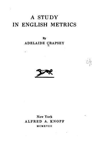 Cover for A study in English metrics