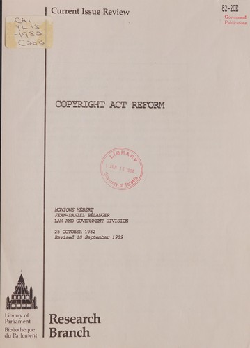 Cover for Copyright Act reform
