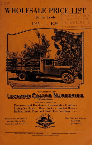 Cover for Wholesale price list to the trade, 1935-1936