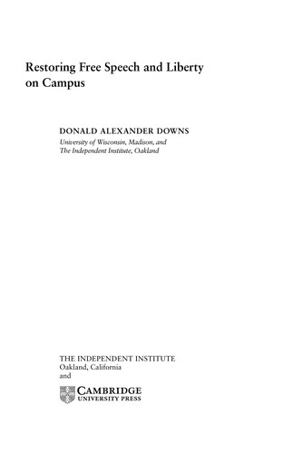 Cover for Restoring free speech and liberty on campus