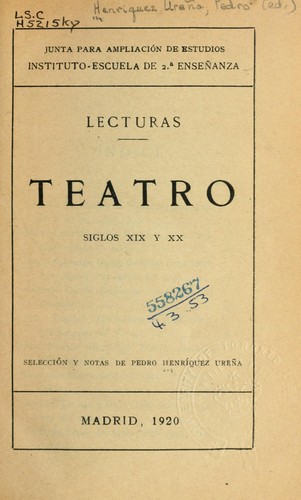 Cover for Lecturas: teatro, siglos XIX y XX