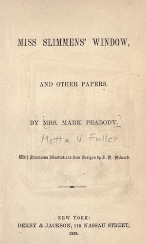 Cover for Miss Slimmens' window