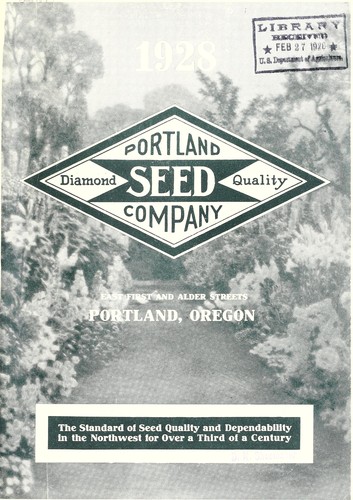 Cover for Portland Seed Company's complete seed annual and planters guide for 1928