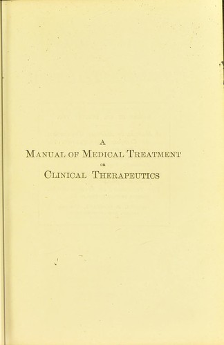 Cover for A manual of medical treatment, or, Clinical therapeutics
