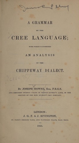 Cover for A grammar of the Cree language