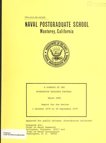 Cover for A summary of the Foundation Research Program