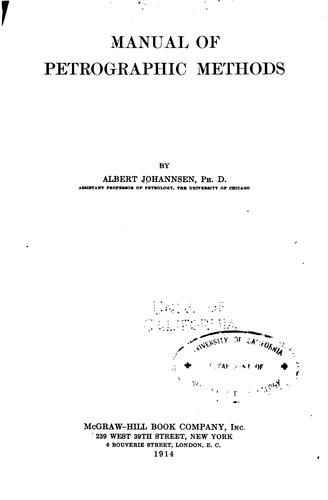 Cover for Manual of petrographic methods