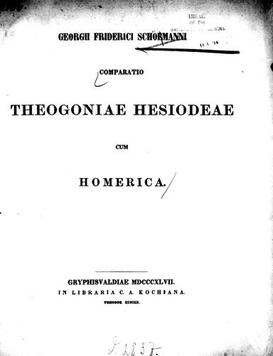 Cover for Comparatio Theogoniae Hesiodeae cum Homerica