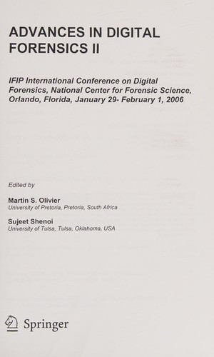 Cover for Advances in digital forensics II