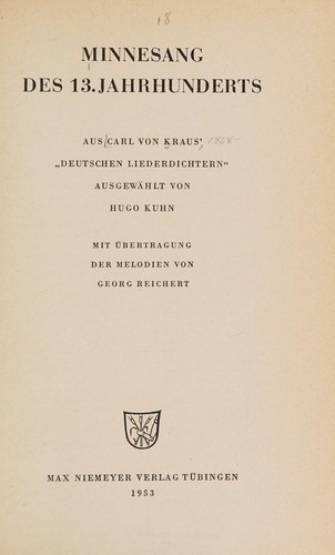 Cover for Minnesang des 13. Jahrhunderts