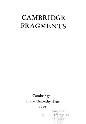 Cover for Cambridge fragments