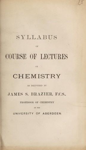 Cover for Syllabus of course of lectures on chemistry