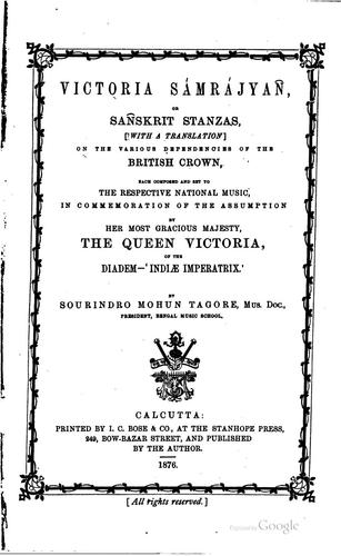 Cover for Victoria sámrájyan, or Sanskrit stanzas ; with a translation on the various ...